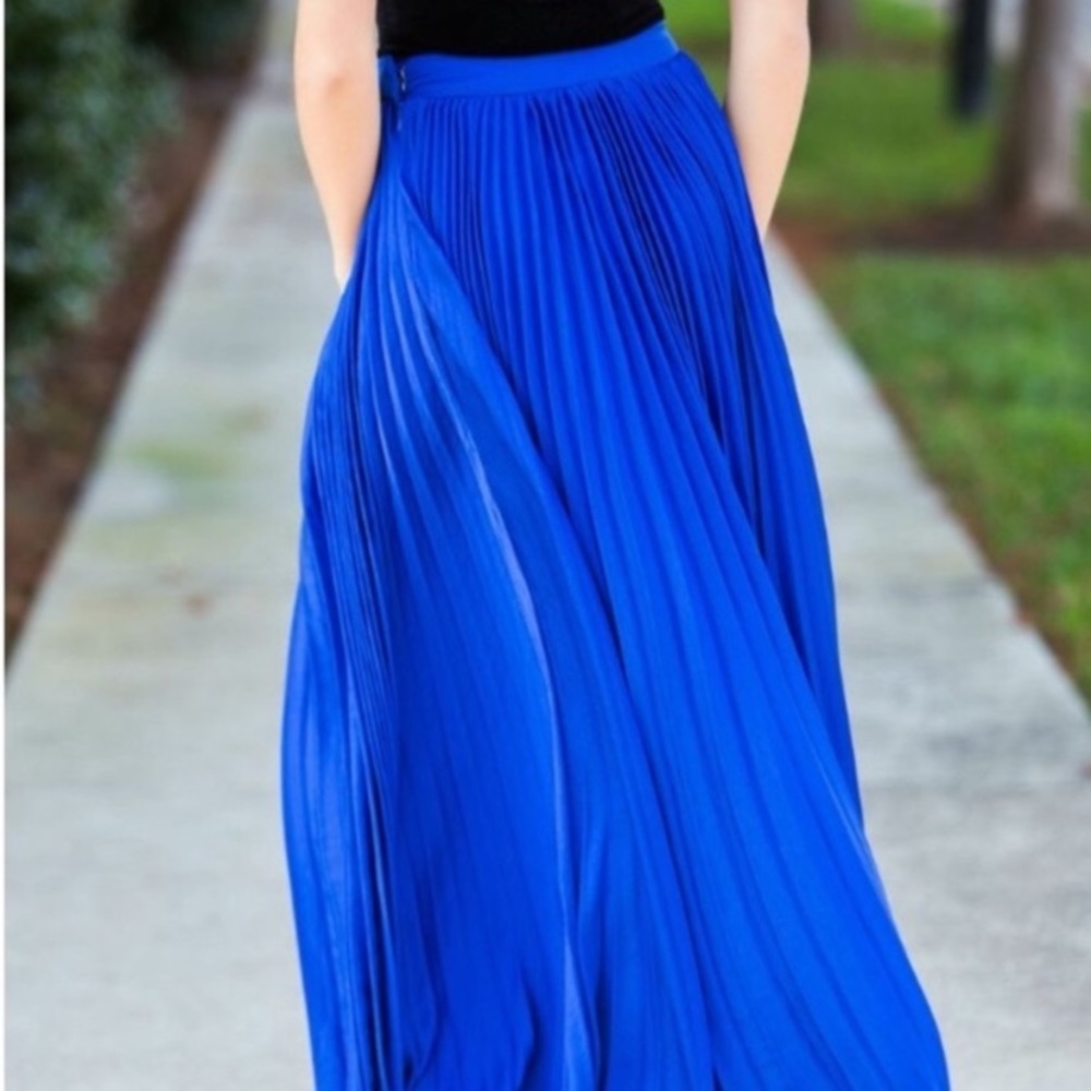 J. Crew pleated royal blue accordion maxi skirt - size 4